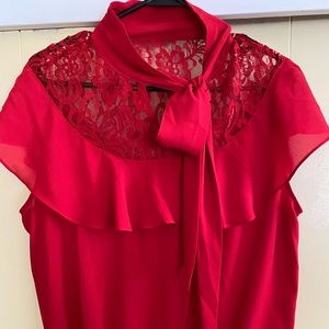 Beautiful Bright Red Lace Blouse